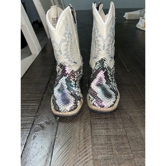Old West Boots Baby Girl's Snake print Toddler 6D VGC Rodeo Cowgirl Western - Picture 2 of 10